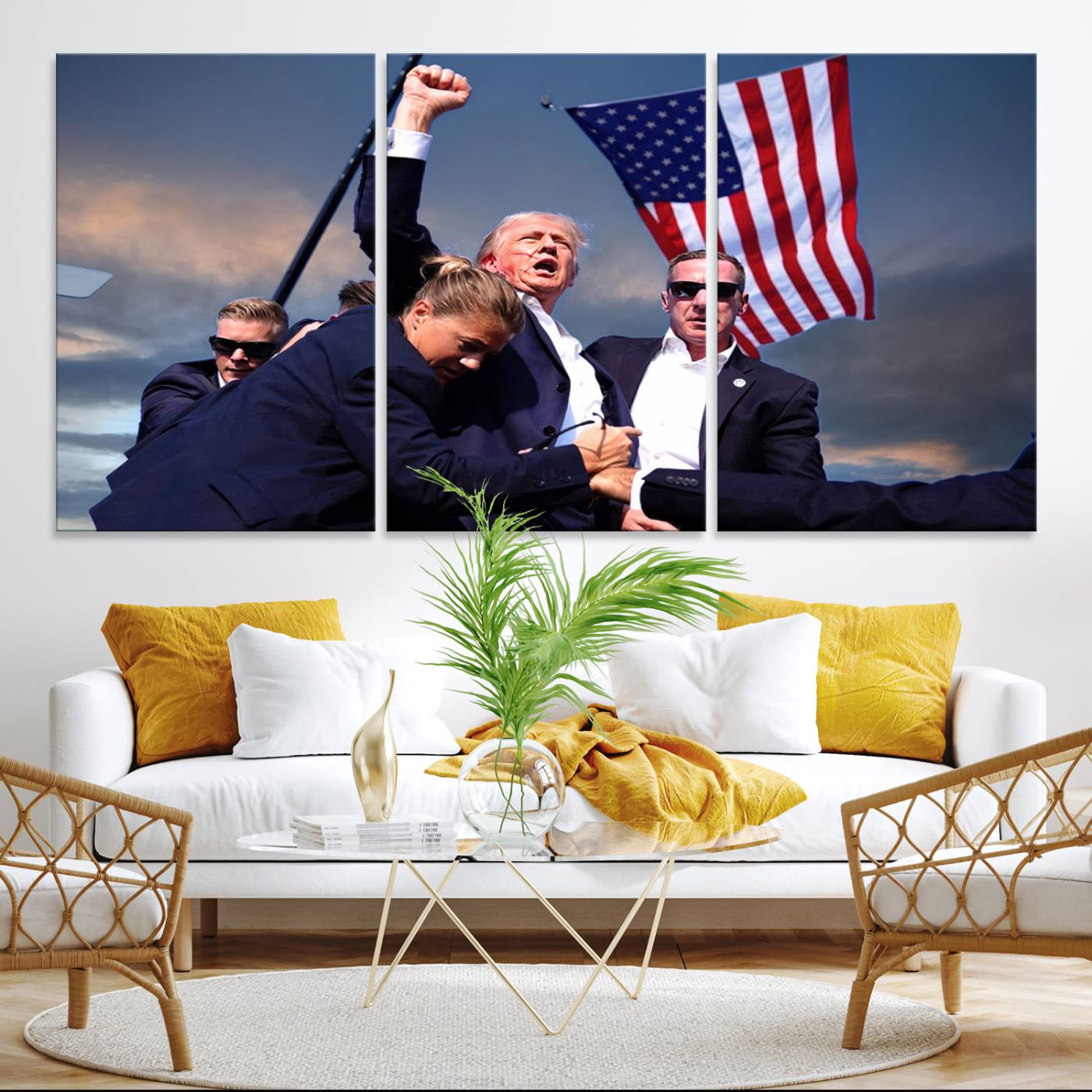 Donald Trump Assassination Attempt Wall Art Print, Trump Historic Footage - Iconic Reaction by Trump - A Unique Gift for Supporter