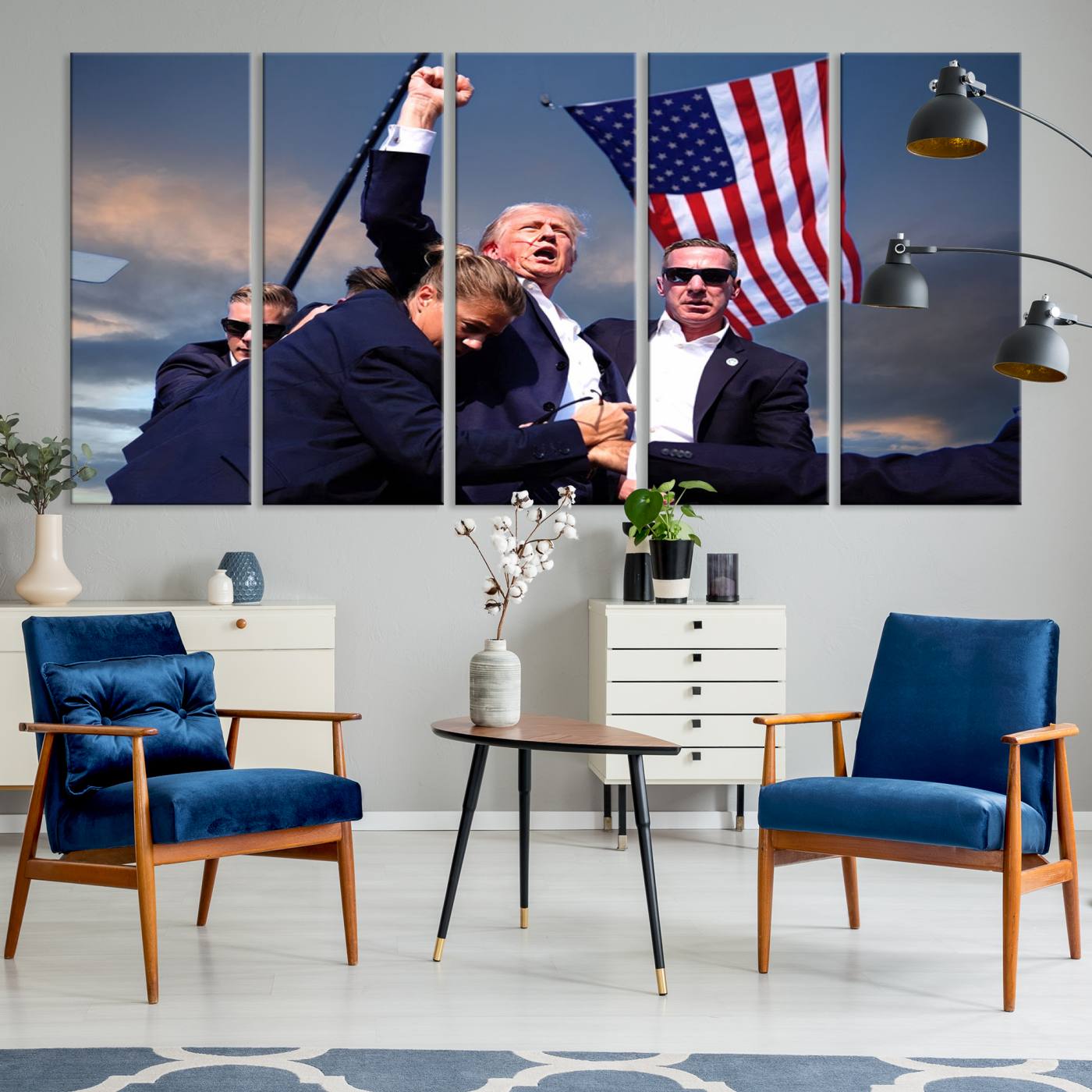 Donald Trump Assassination Attempt Wall Art Print, Trump Historic Footage - Iconic Reaction by Trump - A Unique Gift for Supporter
