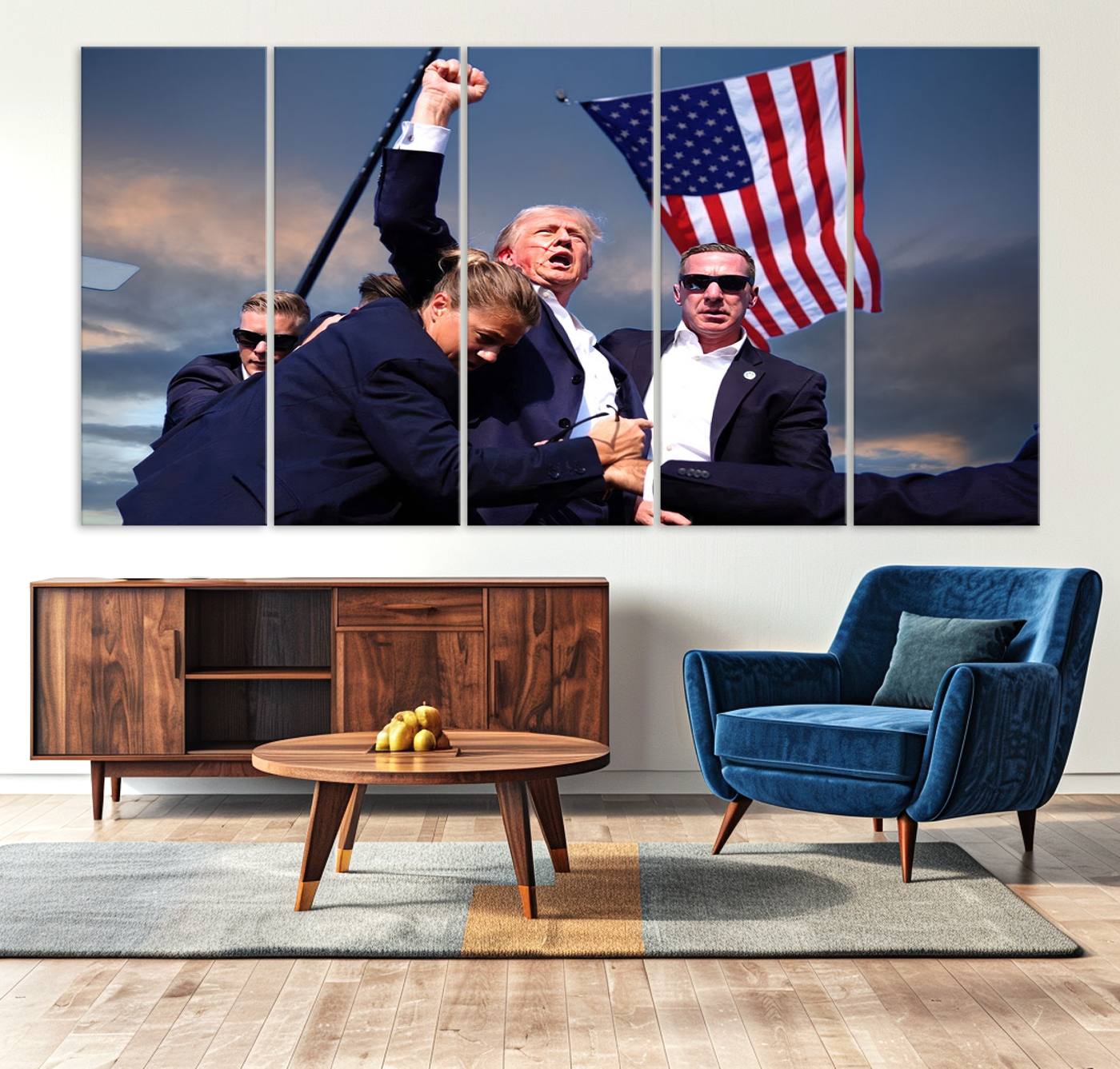 Donald Trump Assassination Attempt Wall Art Print, Trump Historic Footage - Iconic Reaction by Trump - A Unique Gift for Supporter