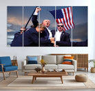 93389-MGV-CV-36X24-Donald Trump Assassination Attempt Wall Art Print, Trump Historic Footage - Iconic Reaction by Trump - A Unique Gift for Supporter