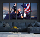 93389-MGV-CV-36X24-Donald Trump Assassination Attempt Wall Art Print, Trump Historic Footage - Iconic Reaction by Trump - A Unique Gift for Supporter
