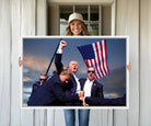 93389-MGV-CV-36X24-Donald Trump Assassination Attempt Wall Art Print, Trump Historic Footage - Iconic Reaction by Trump - A Unique Gift for Supporter