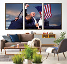 93389-MGV-CV-36X24-Donald Trump Assassination Attempt Wall Art Print, Trump Historic Footage - Iconic Reaction by Trump - A Unique Gift for Supporter