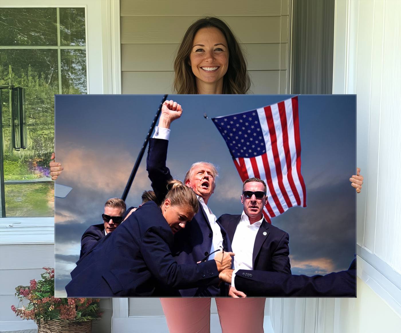 Donald Trump Assassination Attempt Wall Art Print, Trump Historic Footage - Iconic Reaction by Trump - A Unique Gift for Supporter