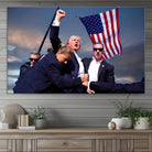 Donald Trump Assassination Attempt Wall Art Print, Trump Historic Footage - Iconic Reaction by Trump - A Unique Gift for Supporter
