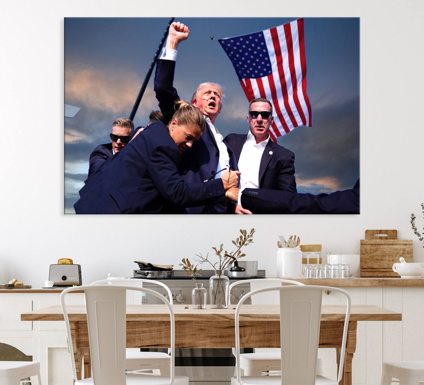 Donald Trump Assassination Attempt Wall Art Print, Trump Historic Footage - Iconic Reaction by Trump - A Unique Gift for Supporter