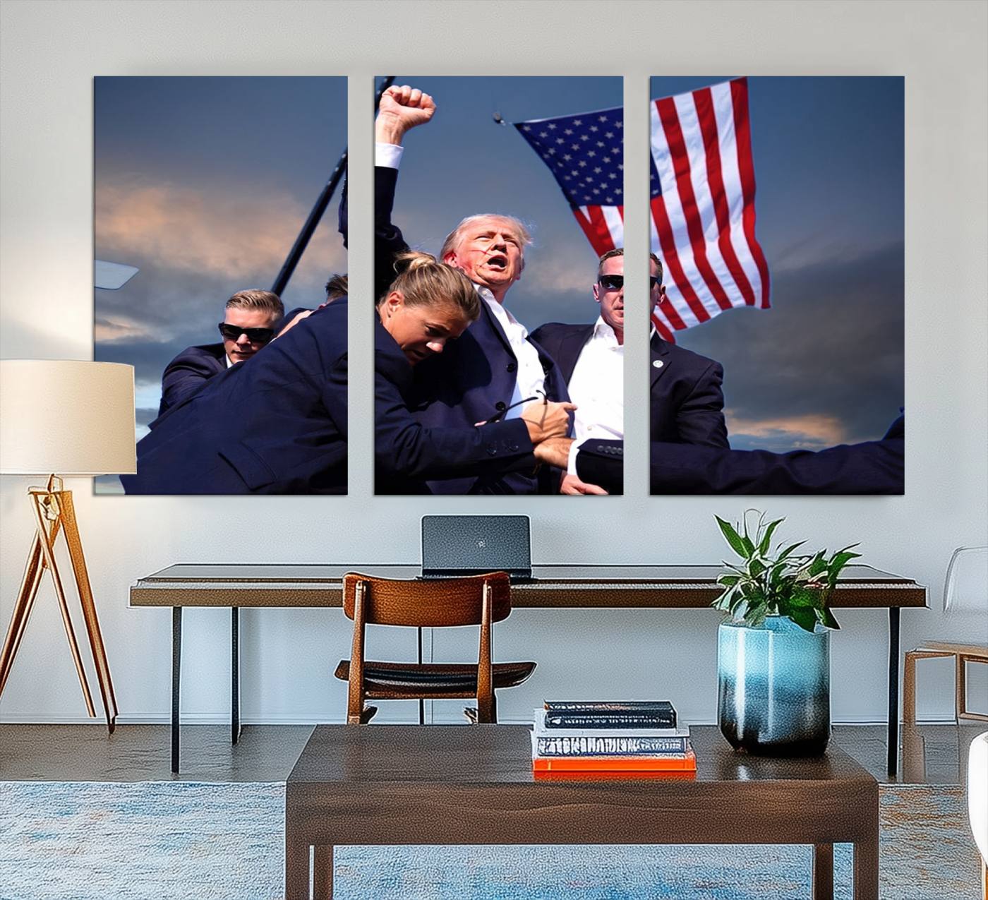 Donald Trump Assassination Attempt Wall Art Print, Trump Historic Footage - Iconic Reaction by Trump - A Unique Gift for Supporter