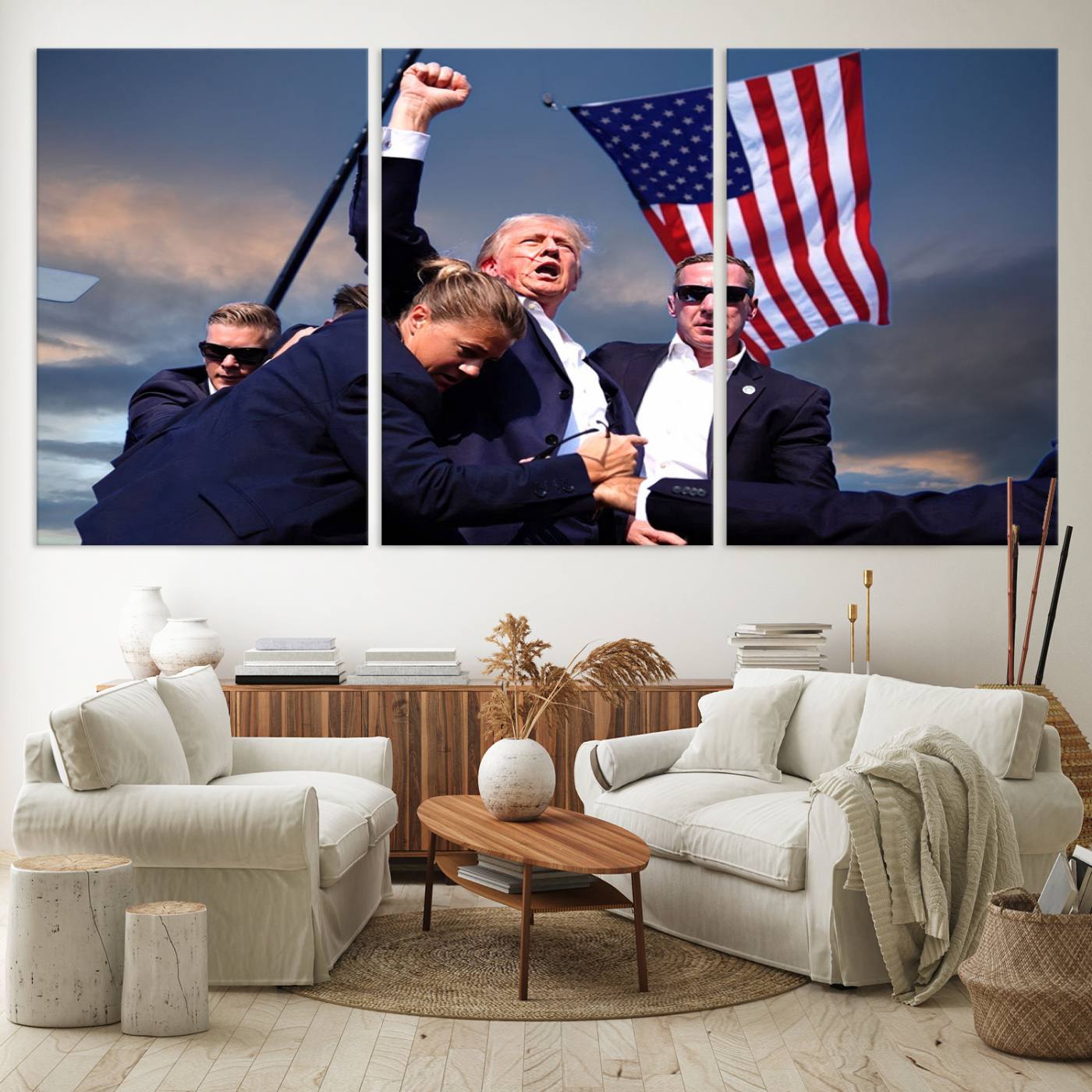 Donald Trump Assassination Attempt Wall Art Print, Trump Historic Footage - Iconic Reaction by Trump - A Unique Gift for Supporter