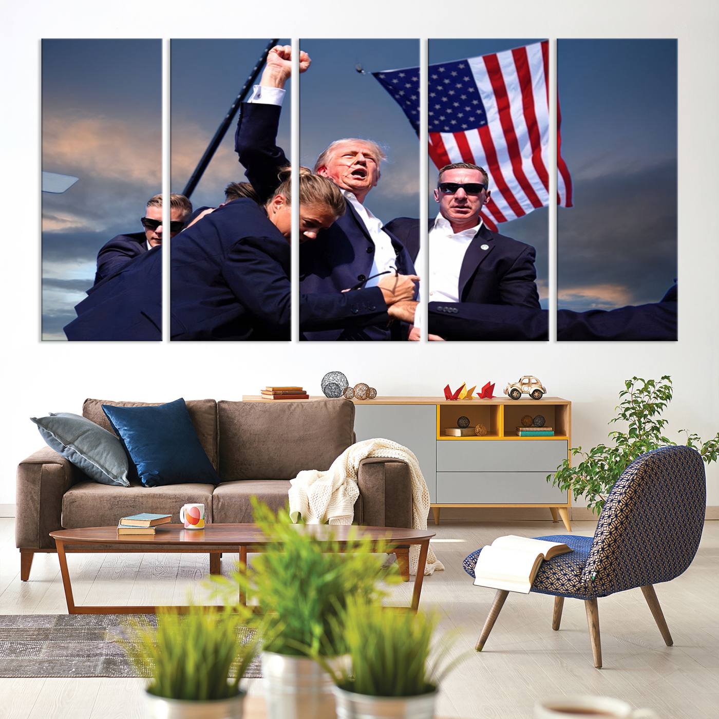 Donald Trump Assassination Attempt Wall Art Print, Trump Historic Footage - Iconic Reaction by Trump - A Unique Gift for Supporter