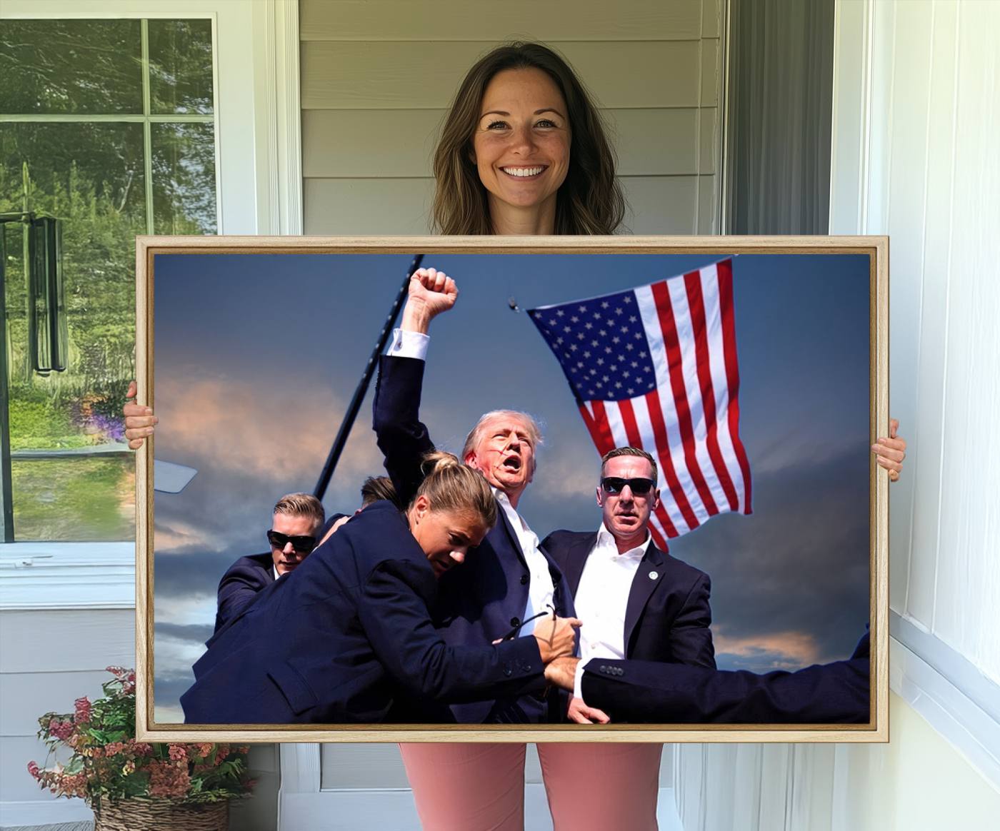 Donald Trump Assassination Attempt Wall Art Print, Trump Historic Footage - Iconic Reaction by Trump - A Unique Gift for Supporter