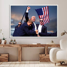 93389-MGV-FC-36X24_White-Donald Trump Assassination Attempt Wall Art Print, Trump Historic Footage - Iconic Reaction by Trump - A Unique Gift for Supporter