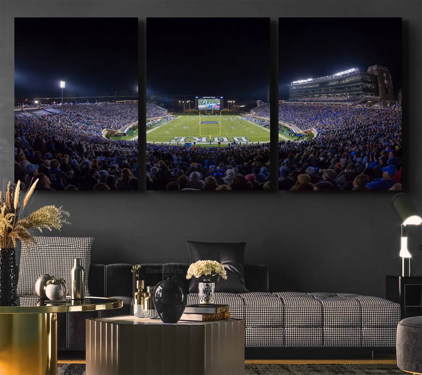 21070-MGV-CV-60X30-3P-Duke University Blue Devils Football Team Print - Durham Wallace Wade Stadium Wall Art Canvas Print