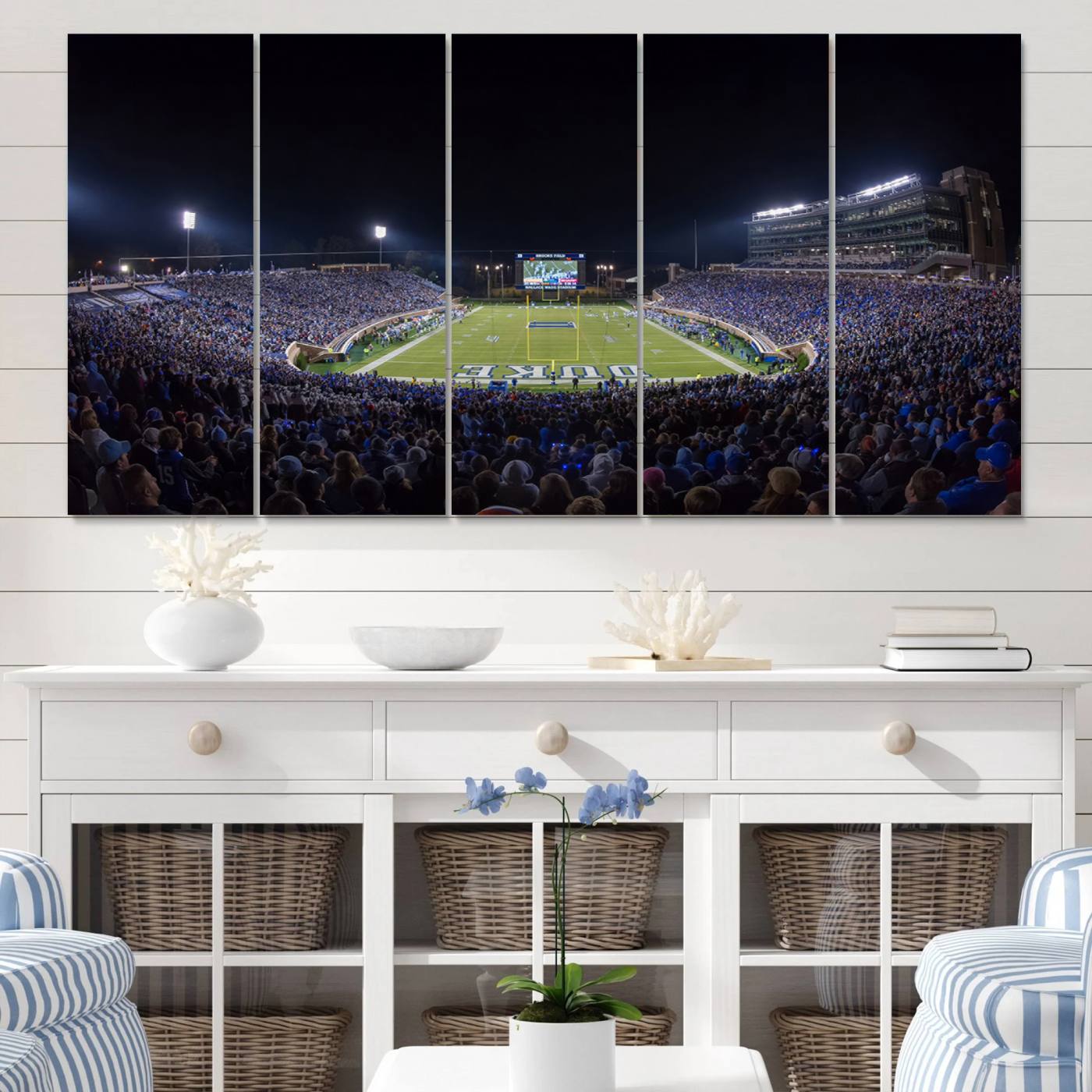 21070-MGV-CV-60X31-5P-Duke University Blue Devils Football Team Print - Durham Wallace Wade Stadium Wall Art Canvas Print