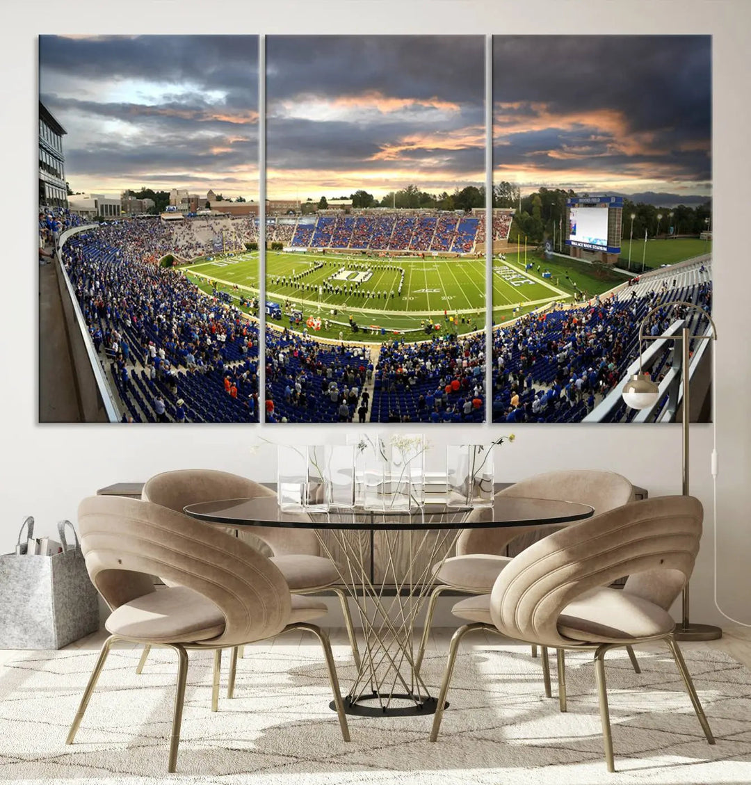 Duke University Blue Devils Football Team Print - Durham Wallace Wade Stadium Wall Art Canvas Print