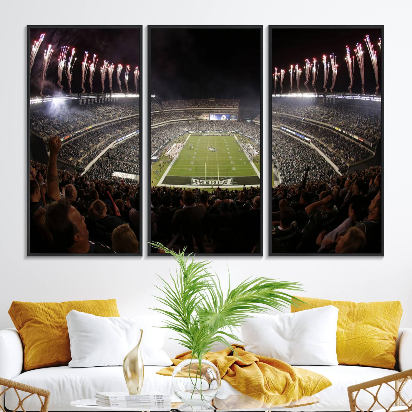 70773-MGV-FC-48X32-3P_Black-Eagles Field Stadium Wall Art - Philadelphia Eagles Football Team Print - Philadelphia Lincoln Financial Field Stadium Wall Art Canvas Print