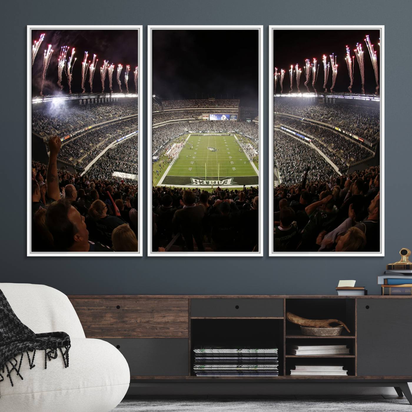 70773-MGV-FC-48X32-3P_White-Eagles Field Stadium Wall Art - Philadelphia Eagles Football Team Print - Philadelphia Lincoln Financial Field Stadium Wall Art Canvas Print