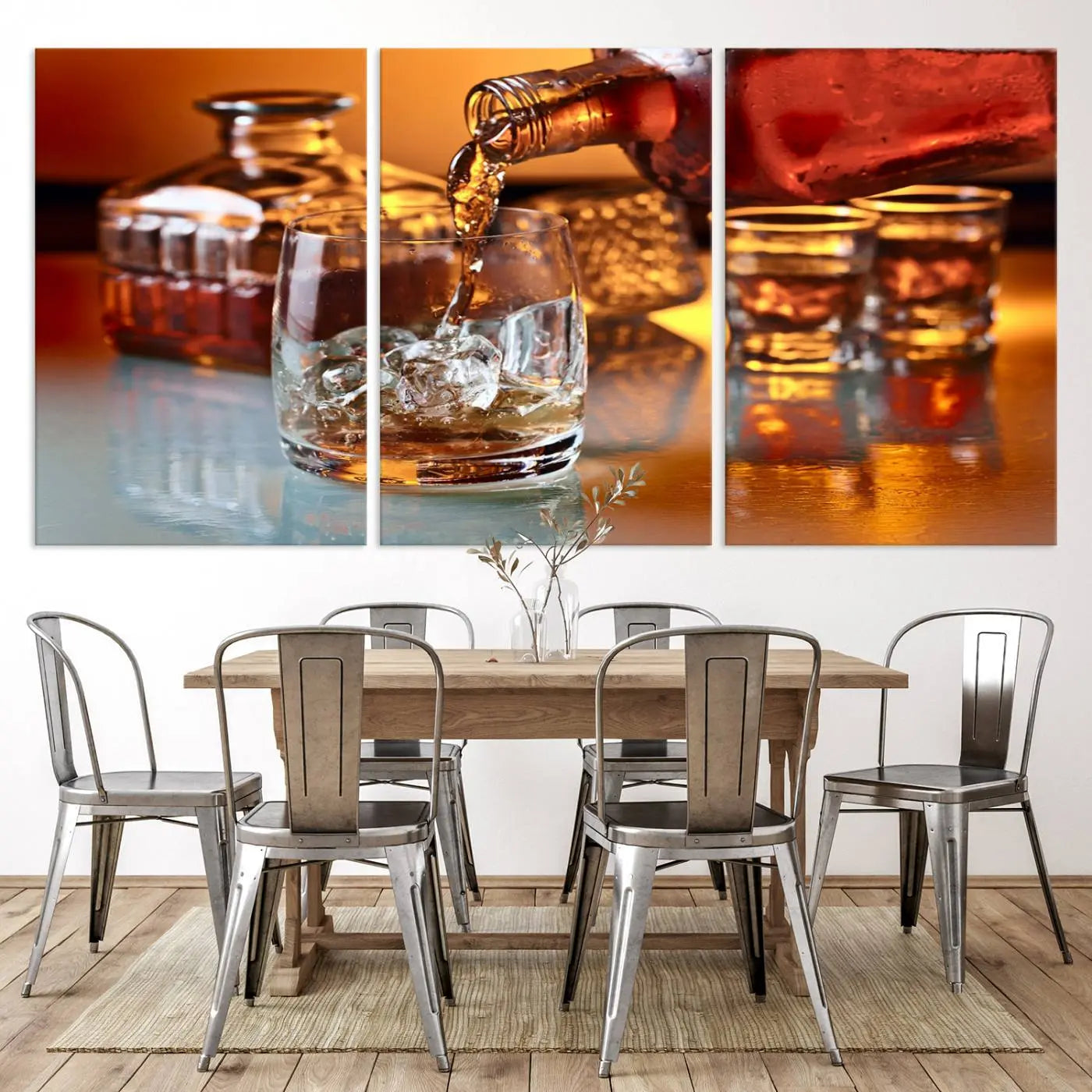55963-MGV-CV-36X24-Elegant Whiskey Canvas Wall Art Print Scotch Art Bourbon Art
