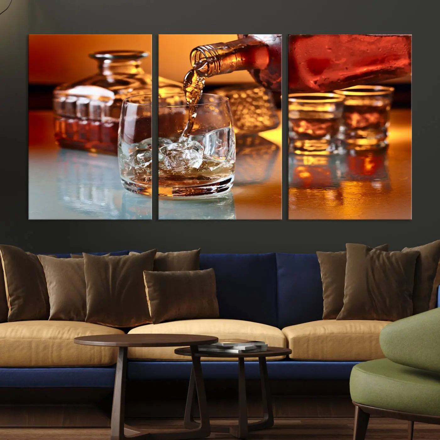 55963-MGV-CV-36X24-Elegant Whiskey Canvas Wall Art Print Scotch Art Bourbon Art
