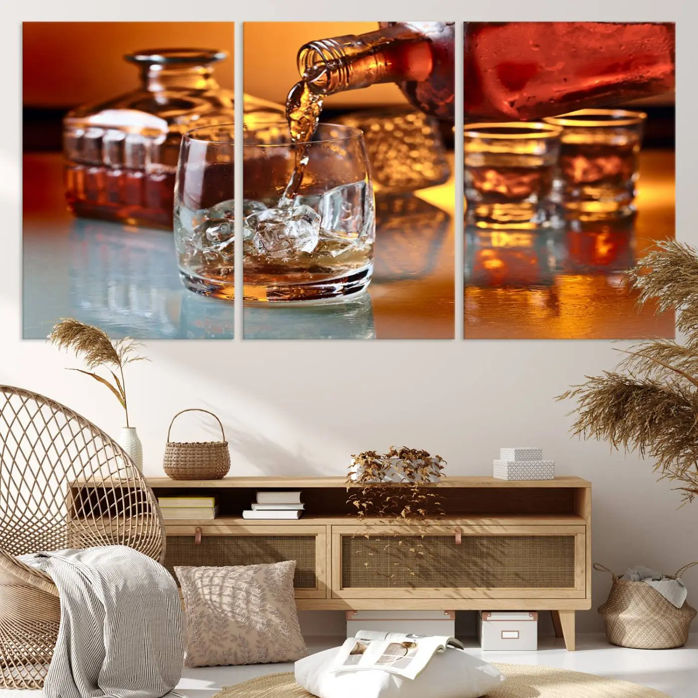 55963-MGV-CV-36X24-Elegant Whiskey Canvas Wall Art Print Scotch Art Bourbon Art