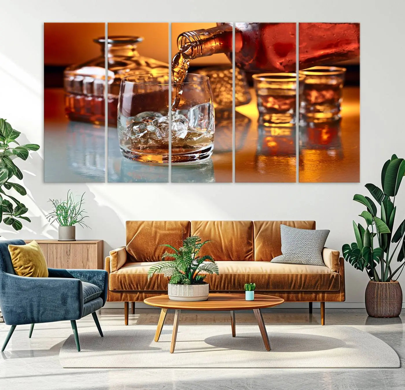 55963-MGV-CV-36X24-Elegant Whiskey Canvas Wall Art Print Scotch Art Bourbon Art