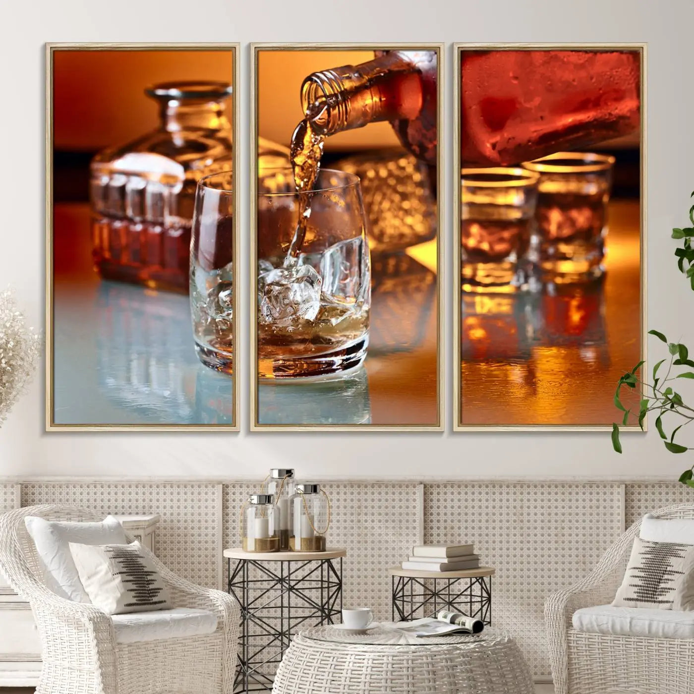 55963-MGV-CV-36X24-Elegant Whiskey Canvas Wall Art Print Scotch Art Bourbon Art