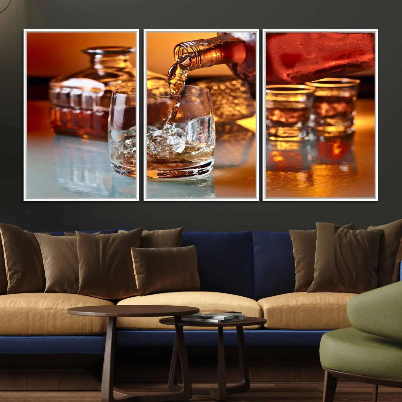 55963-MGV-FC-60X30-3P_White-Elegant Whiskey Canvas Wall Art Print Scotch Art Bourbon Art