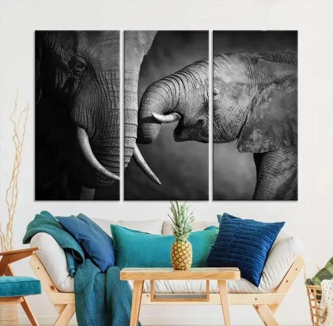 Elephant Family Wall Art Canvas Print 