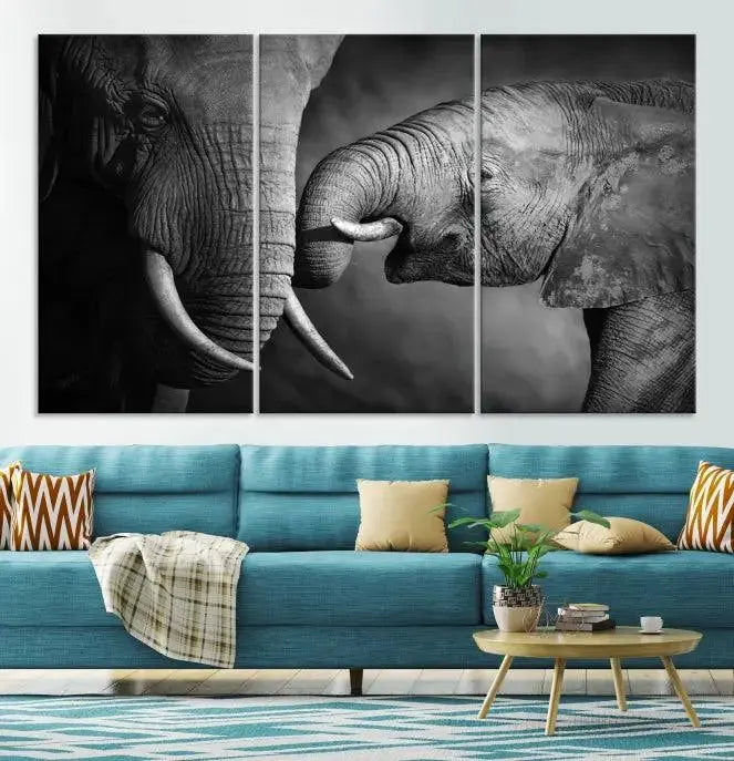 Elephant Family Wall Art Canvas Print 