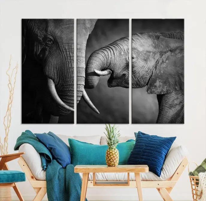 Elephant Family Wall Art Canvas Print 