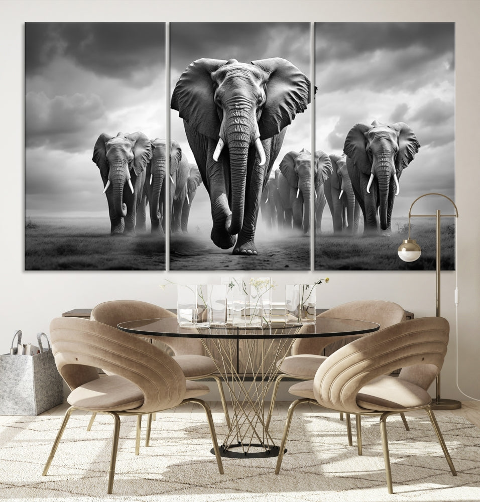 Edit-Images-Elephant Family Wall Art Canvas Print, Framed Elephant Wall Art Print Canvas