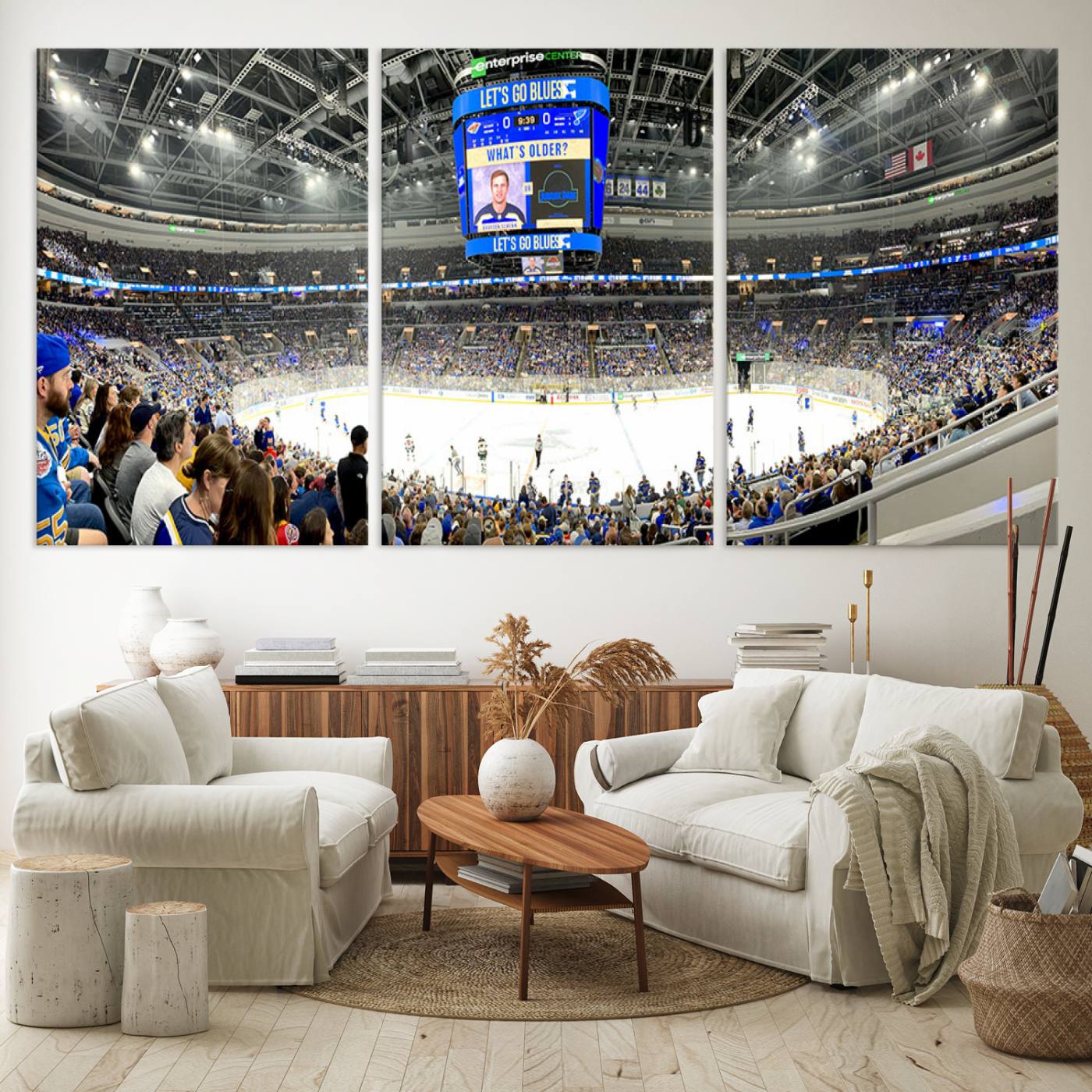 55708-MGV-CV-36X24-Enterprise Center | Missouri St. Louis Blues Ice Hockey Stadium Wall Art | Canvas Print | Ready to Hang