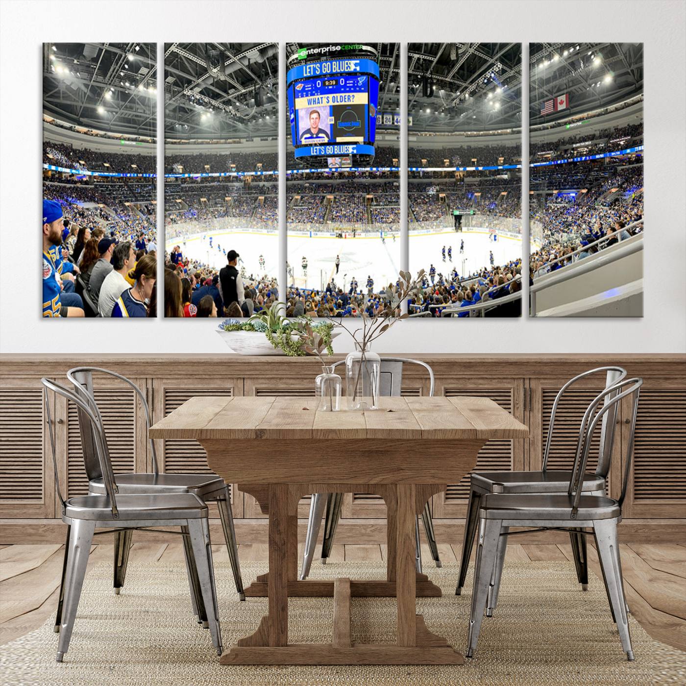 55708-MGV-CV-36X24-Enterprise Center | Missouri St. Louis Blues Ice Hockey Stadium Wall Art | Canvas Print | Ready to Hang