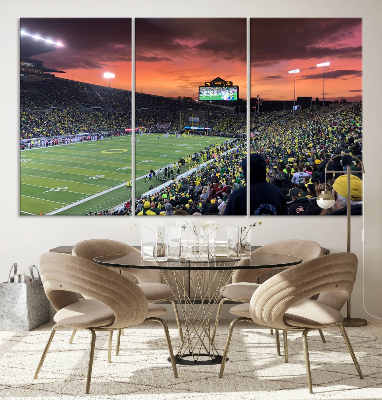 75065-MGV-CV-36X24-Eugene Autzen Stadium Canvas Wall Art Print – Sunset Over Iconic Football Field Wall Decor for Home or Office – Ready to Hang Stadium Print