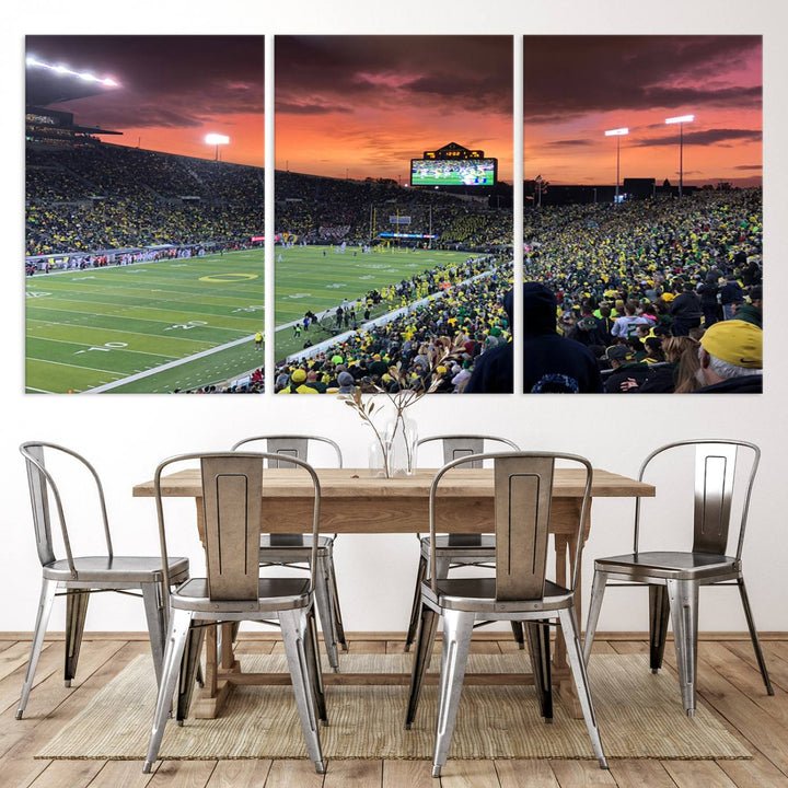 75065-MGV-CV-36X24-Eugene Autzen Stadium Canvas Wall Art Print – Sunset Over Iconic Football Field Wall Decor for Home or Office – Ready to Hang Stadium Print