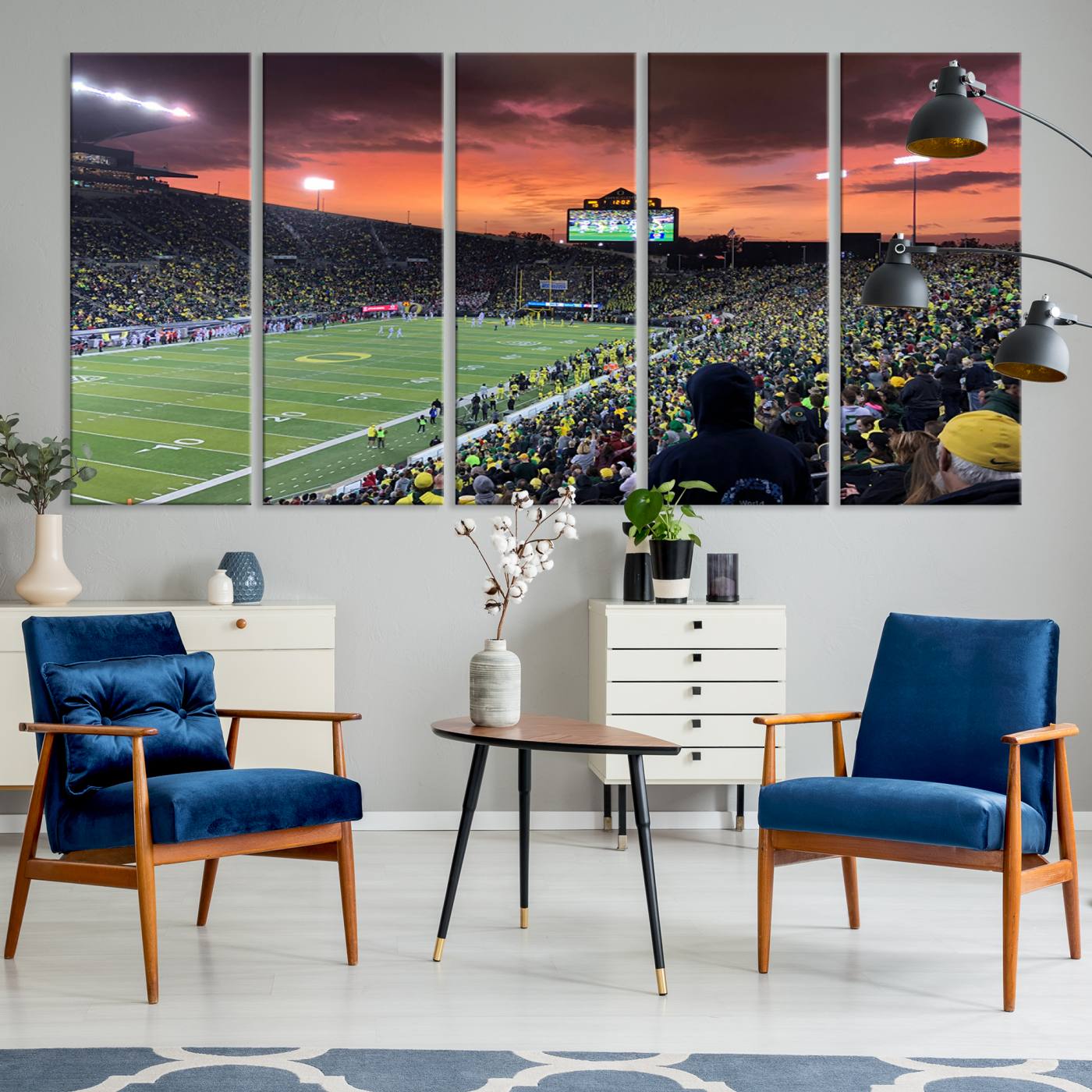 75065-MGV-CV-36X24-Eugene Autzen Stadium Canvas Wall Art Print – Sunset Over Iconic Football Field Wall Decor for Home or Office – Ready to Hang Stadium Print