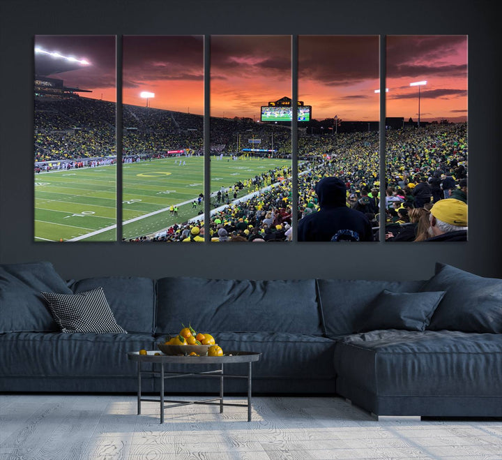 75065-MGV-CV-36X24-Eugene Autzen Stadium Canvas Wall Art Print – Sunset Over Iconic Football Field Wall Decor for Home or Office – Ready to Hang Stadium Print