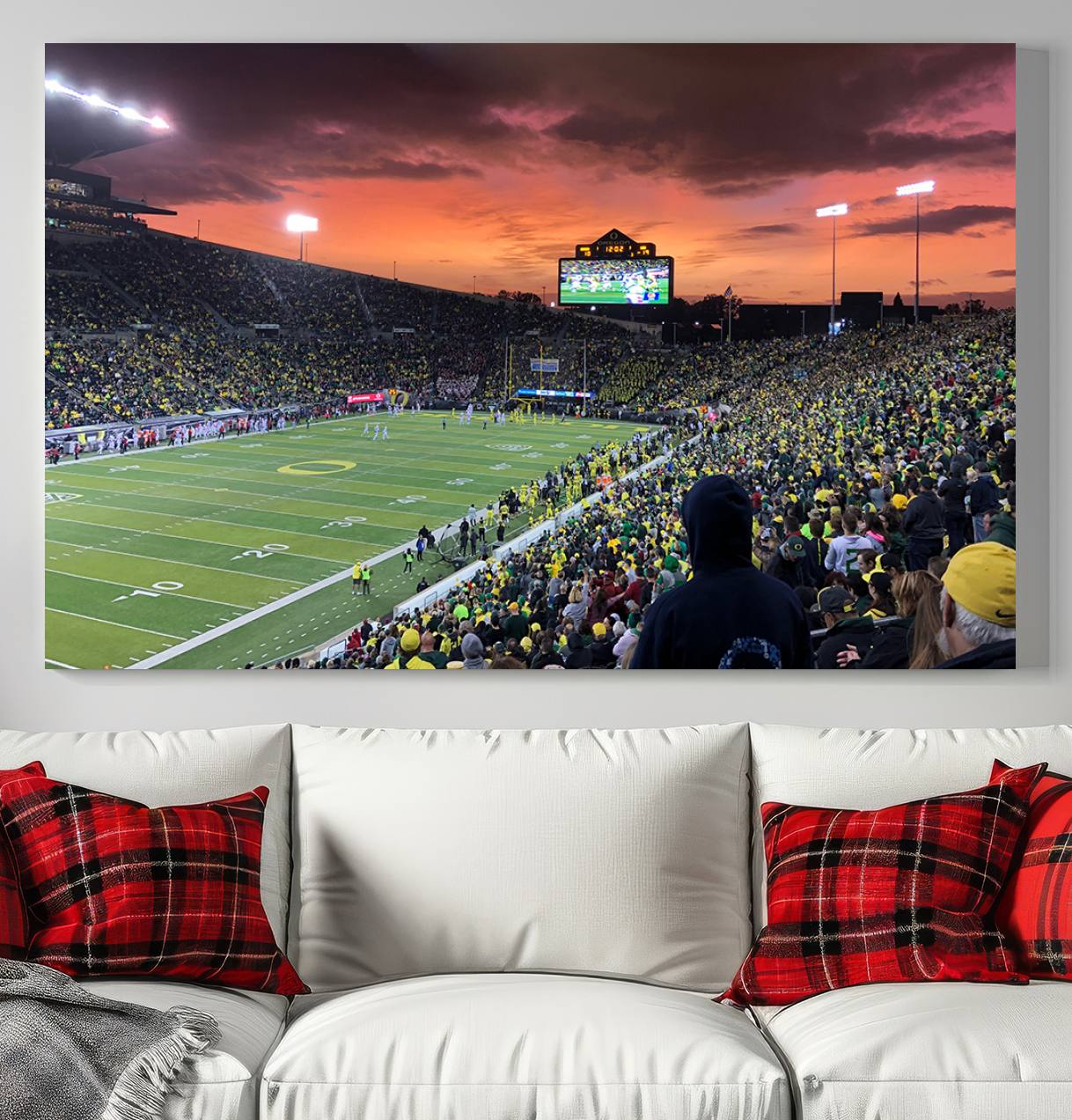 75065-MGV-CV-36X24-Eugene Autzen Stadium Canvas Wall Art Print – Sunset Over Iconic Football Field Wall Decor for Home or Office – Ready to Hang Stadium Print