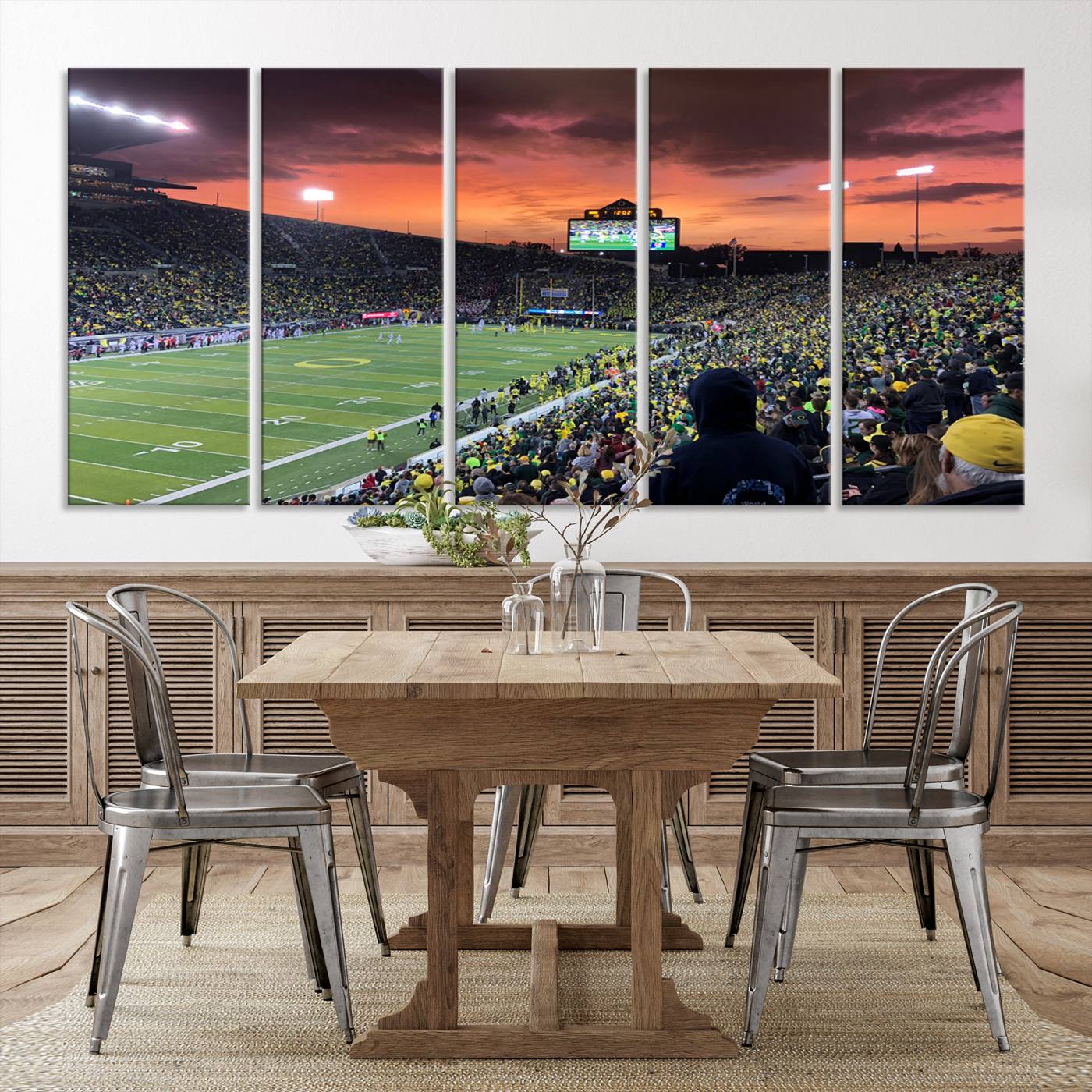 75065-MGV-CV-36X24-Eugene Autzen Stadium Canvas Wall Art Print – Sunset Over Iconic Football Field Wall Decor for Home or Office – Ready to Hang Stadium Print