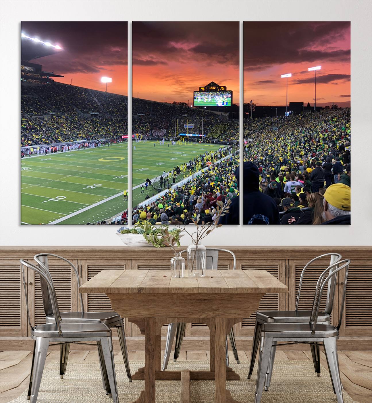 75065-MGV-CV-36X24-Eugene Autzen Stadium Canvas Wall Art Print – Sunset Over Iconic Football Field Wall Decor for Home or Office – Ready to Hang Stadium Print