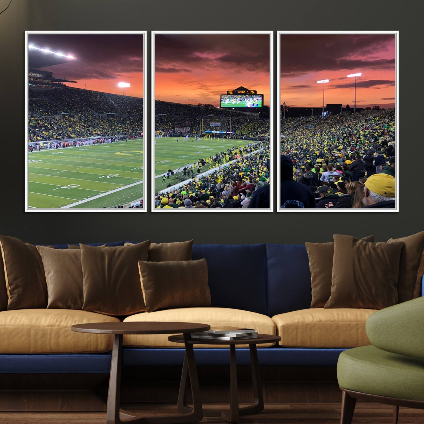 75065-MGV-FC-60X30-3P_White-Eugene Autzen Stadium Canvas Wall Art Print – Sunset Over Iconic Football Field Wall Decor for Home or Office – Ready to Hang Stadium Print