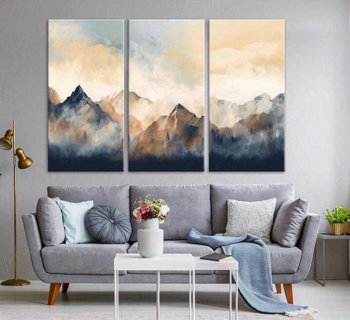 Extra Large Abstract Mountain Wall Art, Framed Mountain Art Prints
