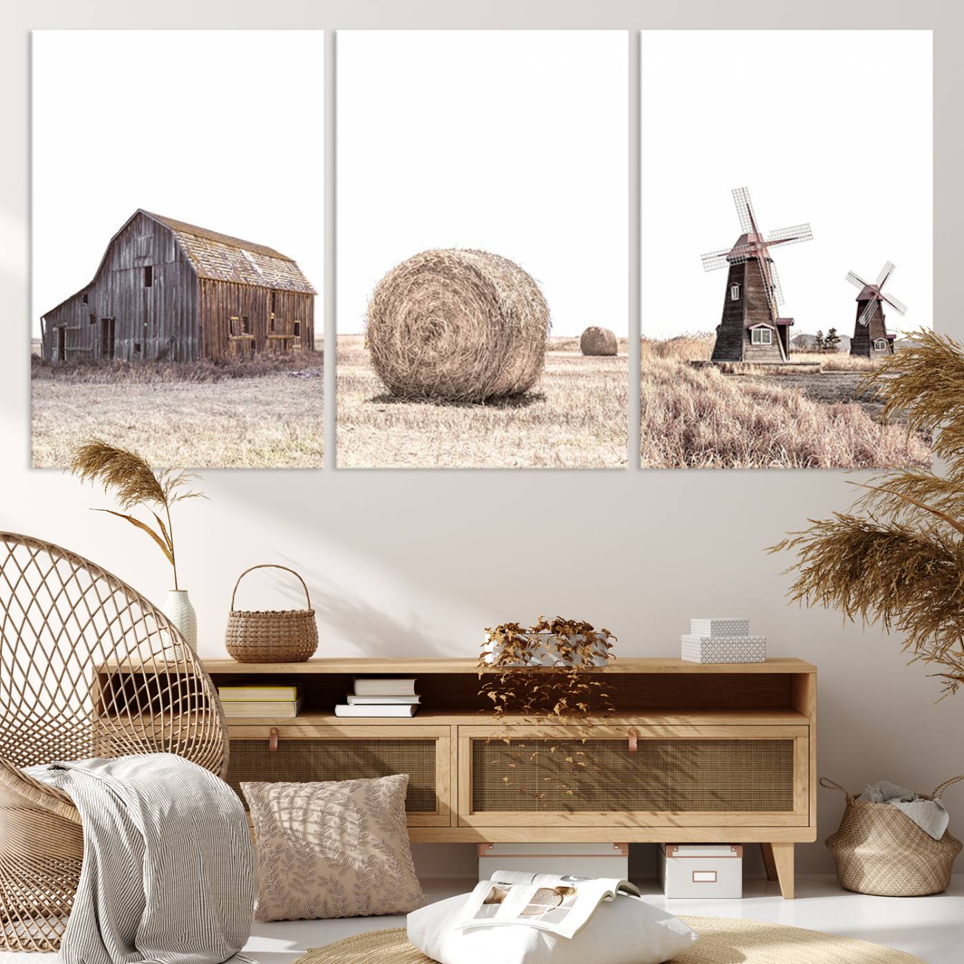 94971-MGV-CV-36X24-Farm Prints Set, Set of 3 Farmhouse Wall Art, Country House Decor, Barn Print, Wheat Print, Farmhouse Wall Art, Gallery Wall Art, Farm Print