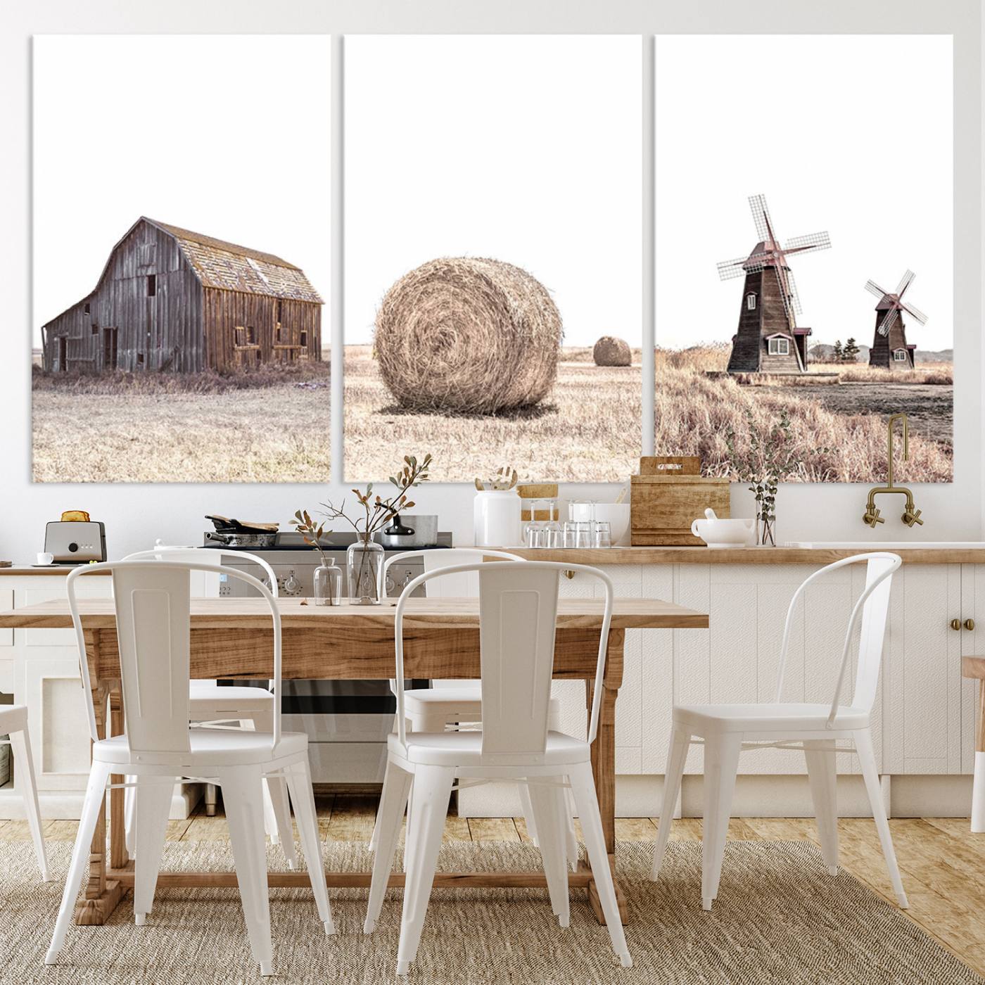 94971-MGV-CV-36X24-Farm Prints Set, Set of 3 Farmhouse Wall Art, Country House Decor, Barn Print, Wheat Print, Farmhouse Wall Art, Gallery Wall Art, Farm Print