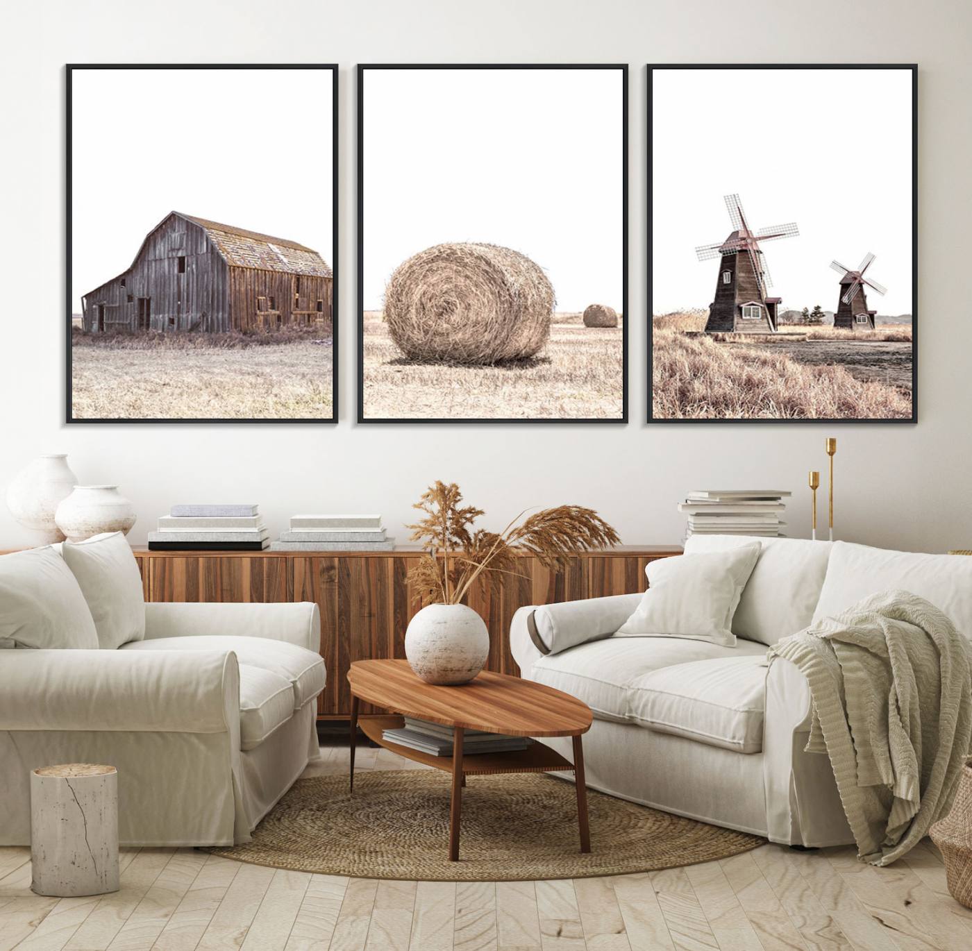 94971-MGV-FC-60X30-3P_Black-Farm Prints Set, Set of 3 Farmhouse Wall Art, Country House Decor, Barn Print, Wheat Print, Farmhouse Wall Art, Gallery Wall Art, Farm Print