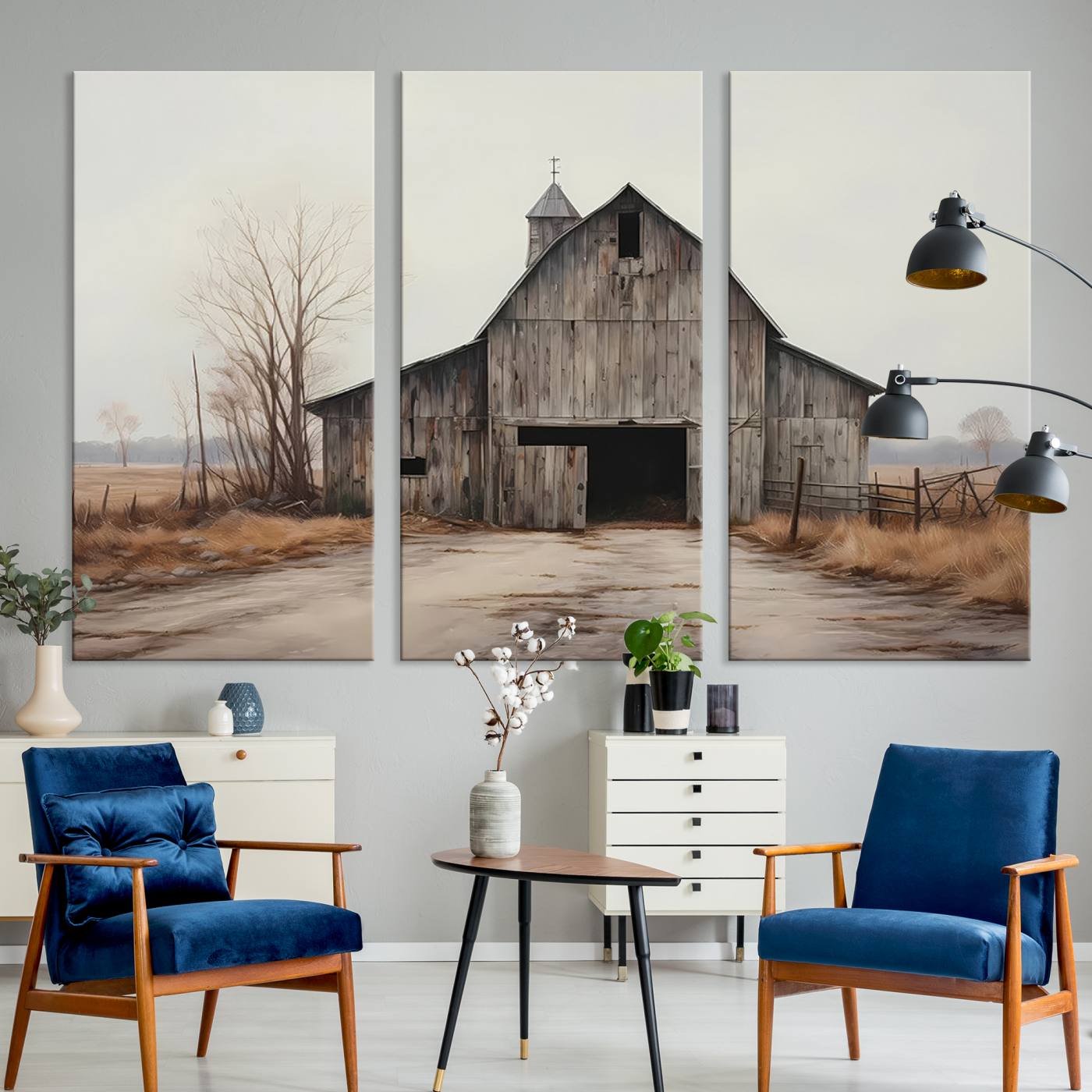 11602-MGV-CV-36X24-Farmhouse Rustic Barn Wall Art Canvas Print – Framed and Ready to Hang – Perfect Addition to Farmhouse Wall Décor