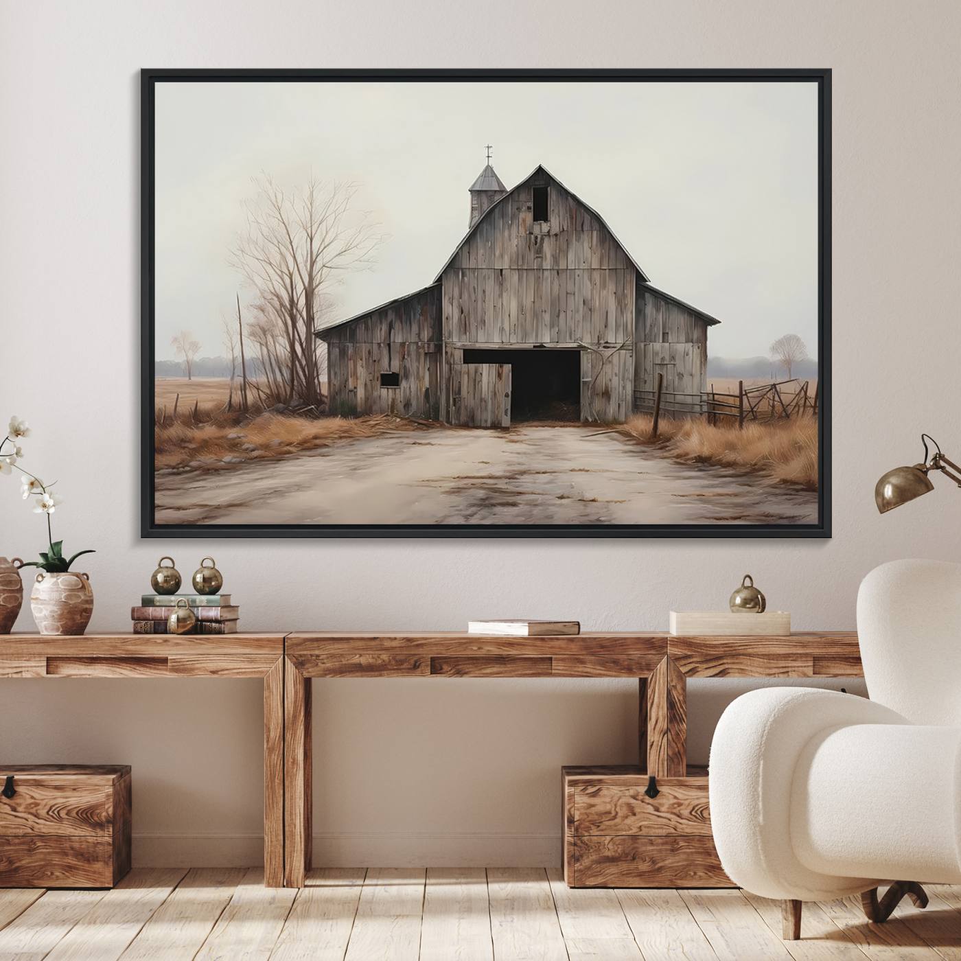 11602-MGV-FC-36X24_Black-Farmhouse Rustic Barn Wall Art Canvas Print – Framed and Ready to Hang – Perfect Addition to Farmhouse Wall Décor