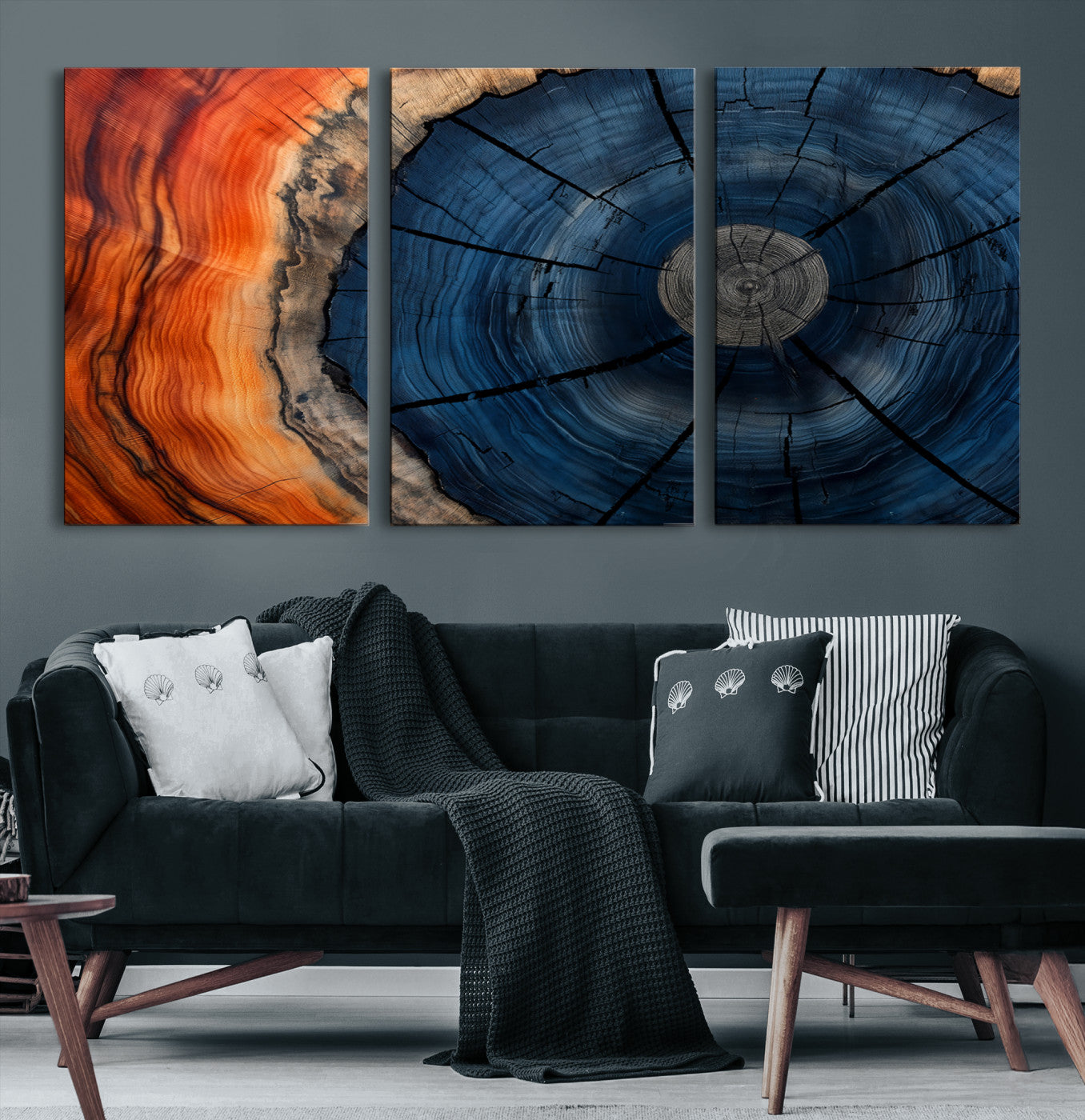 26110607-MGV-CV-36X24-Farmhouse Wall Art - Abstract Tree Rings Canvas Wall Art Print, Framed Wood Grain Rings Artwork
