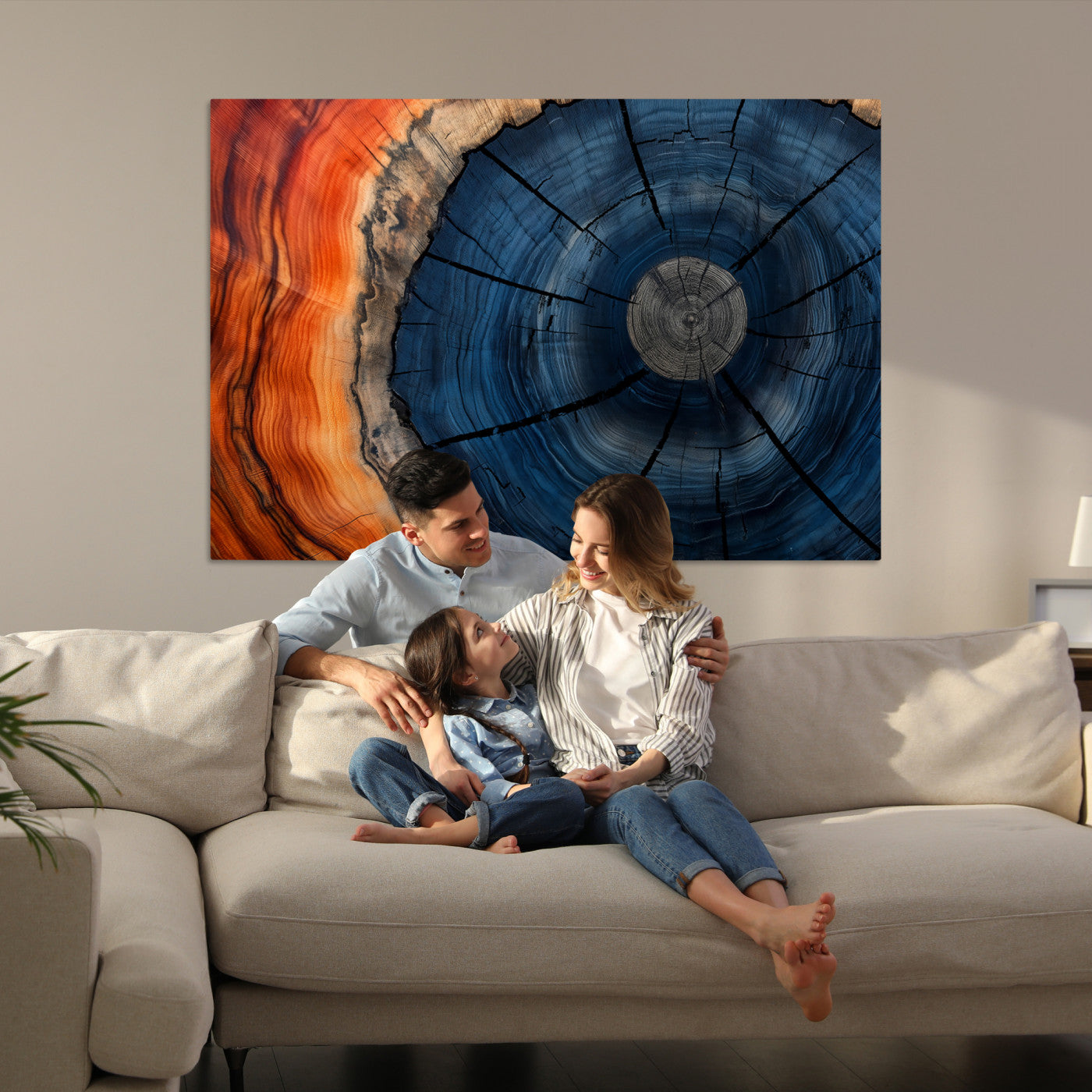 26110607-MGV-CV-36X24-Farmhouse Wall Art - Abstract Tree Rings Canvas Wall Art Print, Framed Wood Grain Rings Artwork
