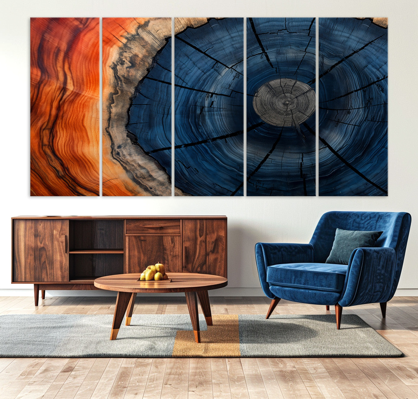 26110607-MGV-CV-36X24-Farmhouse Wall Art - Abstract Tree Rings Canvas Wall Art Print, Framed Wood Grain Rings Artwork