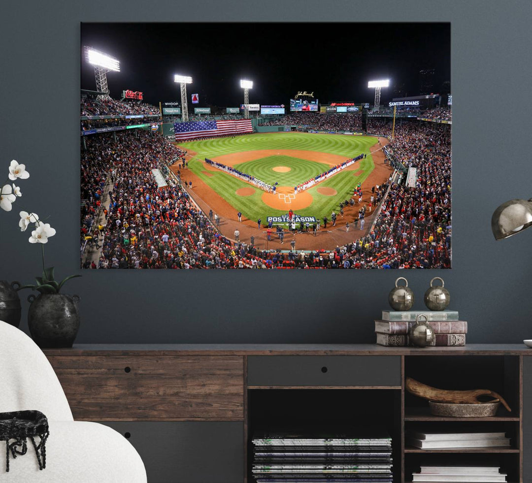 Fenway Park Wall Art Canvas Print | Large Baseball Stadium Canvas Print for Boston Red Sox Fans | Framed Ready-to-Hang Boston Sports Decor